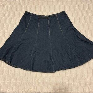 St John's Bay medium denim a line full knee length skirt woman's size 14 large